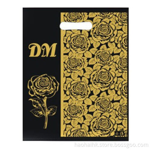 Plastic Die Cut Gift Shopping Bag with Gold Printing